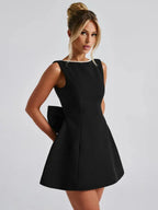 Women's Pearl Bow Fashion Slim Short Skirt Back Hot Girl A-Line Dress-Skirt-GUOCALI