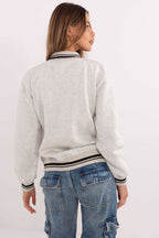 Women's Sweatshirt Collarless Button Front Letter Print – Sweatshirt | GUOCALI – view 3