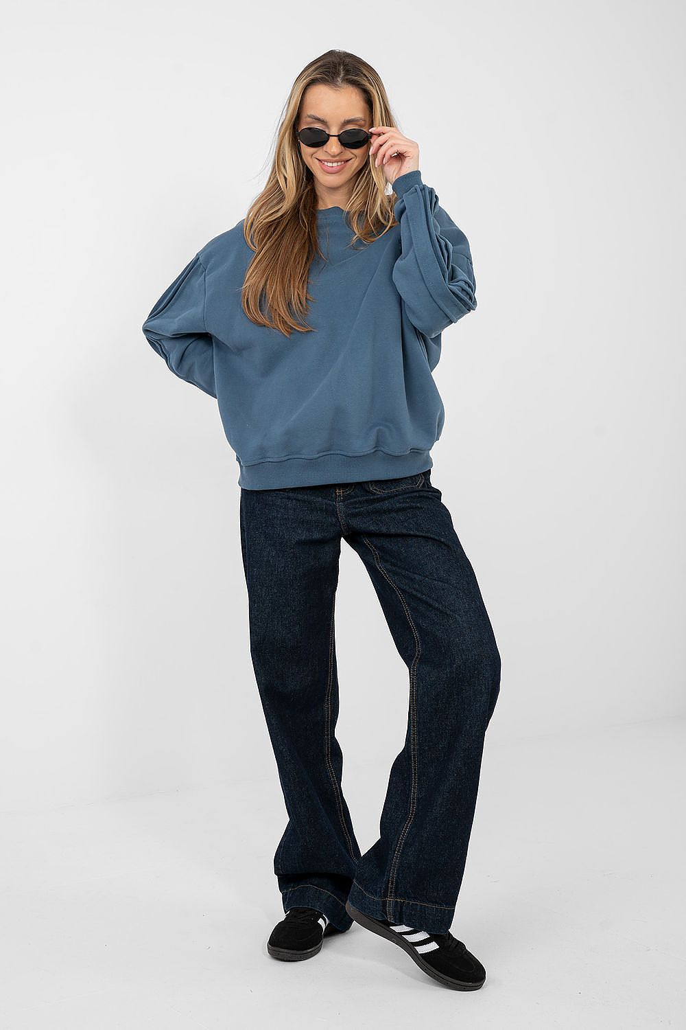 Women's Sweatshirt Crew Neck Chest Embroidery Stretch Cotton – Sweatshirt | GUOCALI