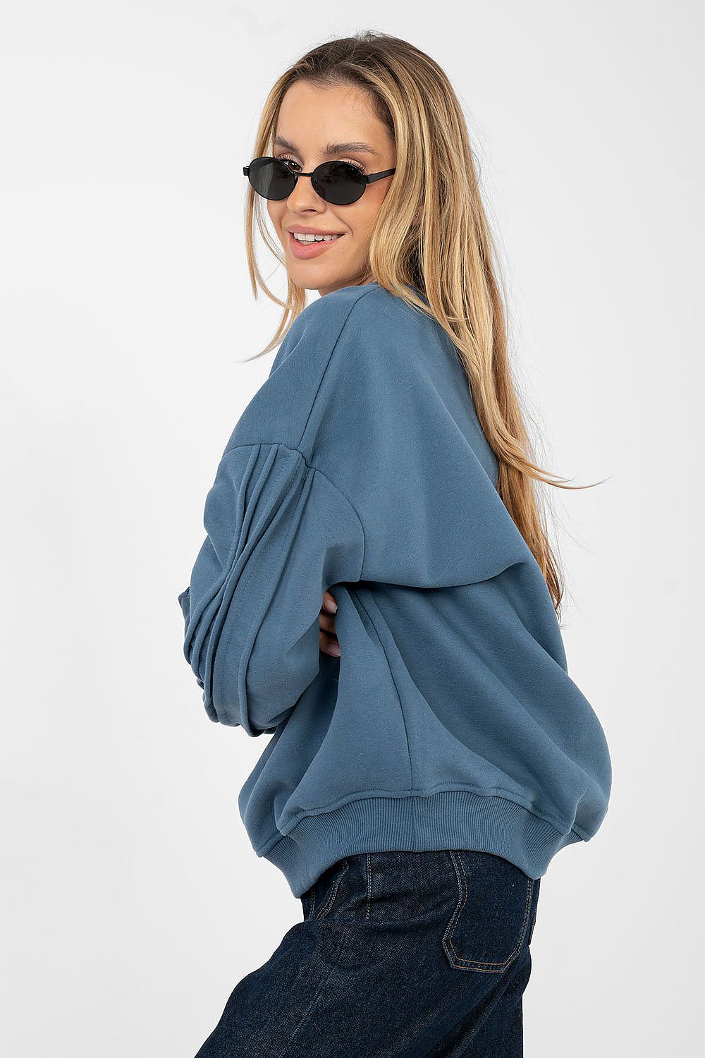 Women's Sweatshirt Crew Neck Chest Embroidery Stretch Cotton – Sweatshirt | GUOCALI – view 3