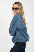 Women's Sweatshirt Crew Neck Chest Embroidery Stretch Cotton – Sweatshirt | GUOCALI – view 3