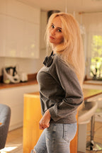 Women's Sweatshirt Crew Neck Detachable Rose Cotton Blend – Sweatshirt | GUOCALI – view 3