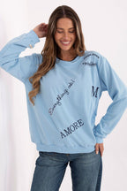 Women's Sweatshirt Crew Neck Embroidered Lettering Cotton Blend – Sweatshirt | GUOCALI