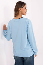 Women's Sweatshirt Crew Neck Embroidered Lettering Cotton Blend – Sweatshirt | GUOCALI – view 3