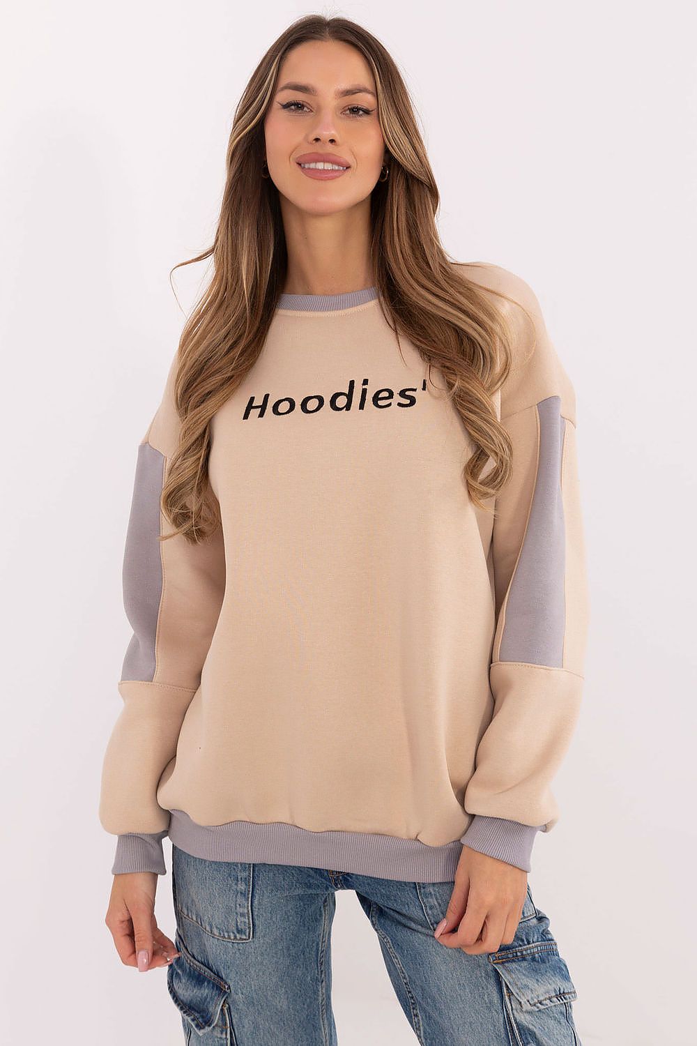Women's Sweatshirt Crew Neck Embroidered Patches Cotton Blend – Sweatshirt | GUOCALI – view 4