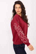 Women's Sweatshirt Crew Neck Embroidered Sleeves Cotton Blend – Sweatshirt | GUOCALI – view 2