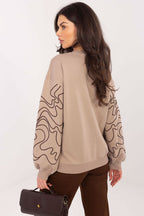 Women's Sweatshirt Crew Neck Embroidered Sleeves Cotton Blend – Sweatshirt | GUOCALI – view 6