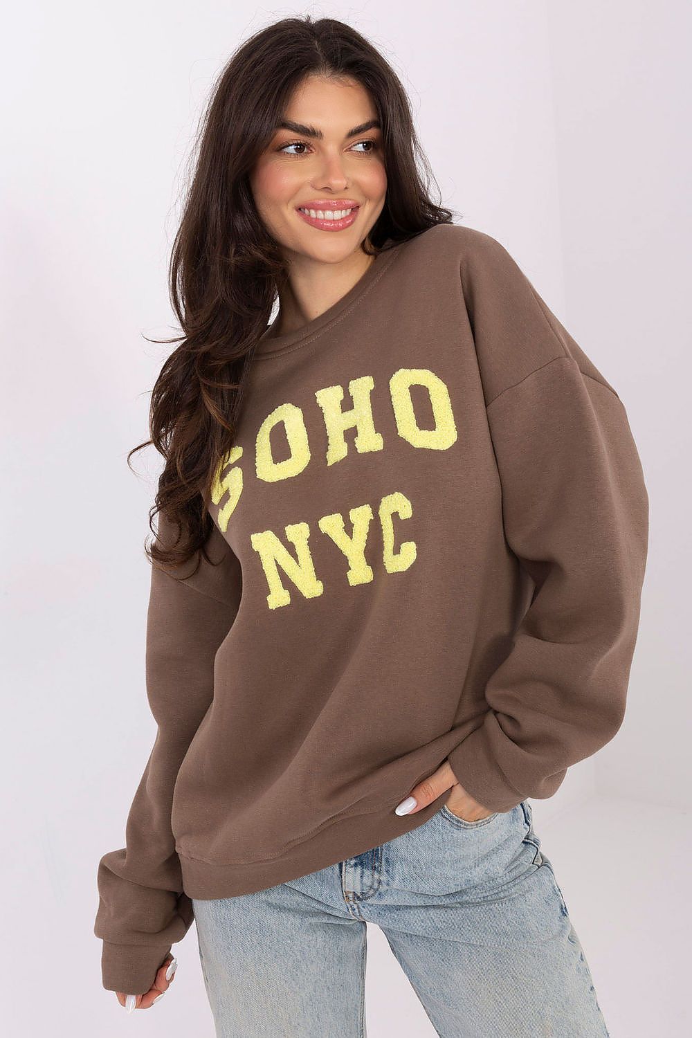 Women's Sweatshirt Crew Neck Front Inscription Cotton Blend – Sweatshirt | GUOCALI