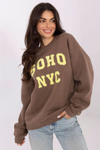 Women's Sweatshirt Crew Neck Front Inscription Cotton Blend – Sweatshirt | GUOCALI