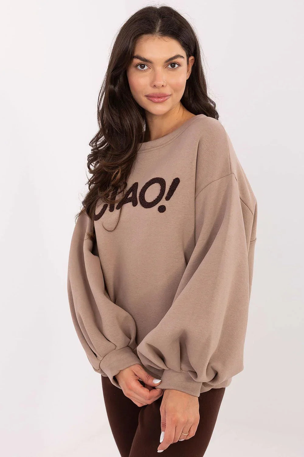 Women's sweatshirt Crew Neck Graphic Waist Length Cotton Stretch – view 5