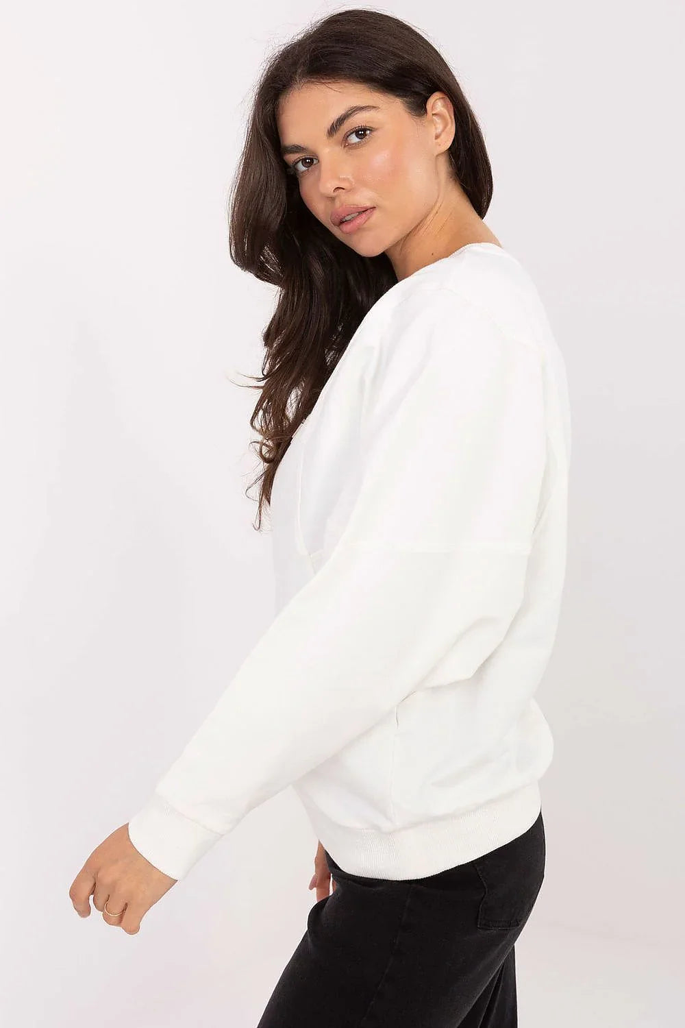 Women's sweatshirt Crew Neck Minimalist Pullover Cotton Stretch – view 11
