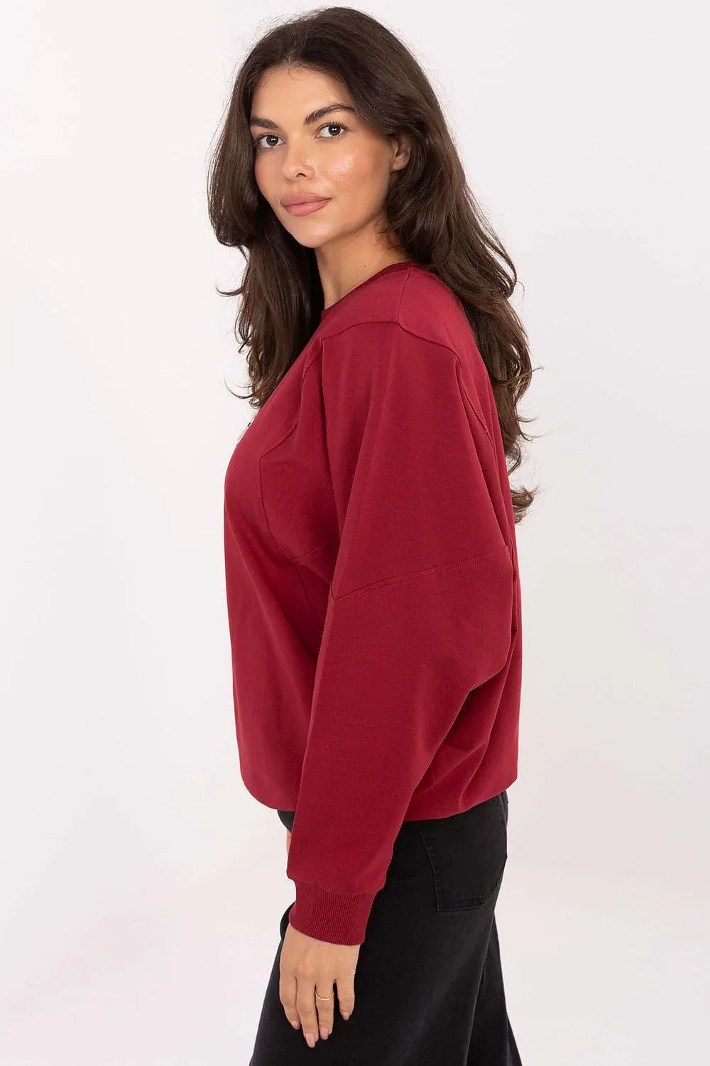 Women's sweatshirt Crew Neck Minimalist Pullover Cotton Stretch – view 2