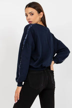 Women's sweatshirt Crew Neck Minimalist Waist Length Stretch Viscose – view 3