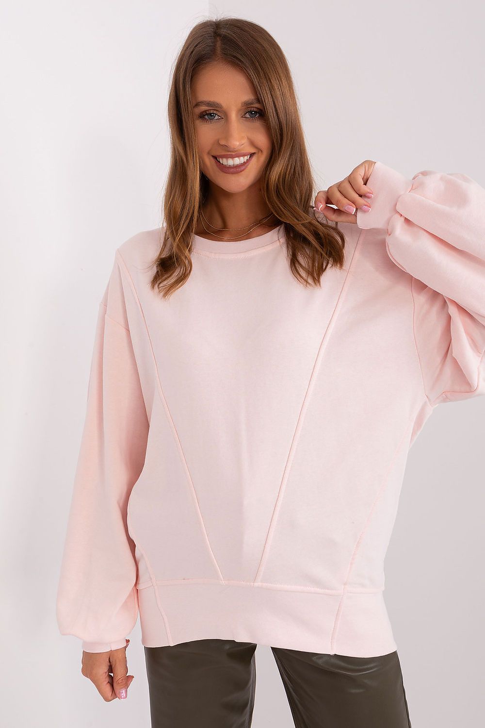Women's Sweatshirt Crew Neck Oversized Solid Cotton Blend – Sweatshirt | GUOCALI – view 12