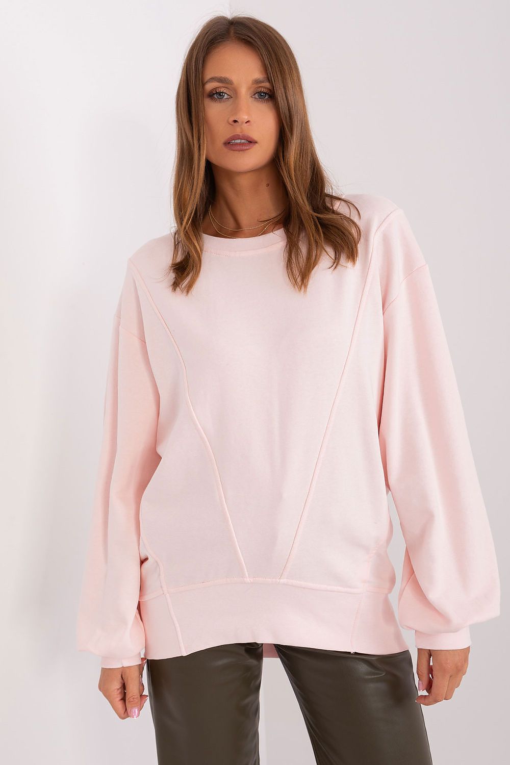 Women's Sweatshirt Crew Neck Oversized Solid Cotton Blend – Sweatshirt | GUOCALI – view 15