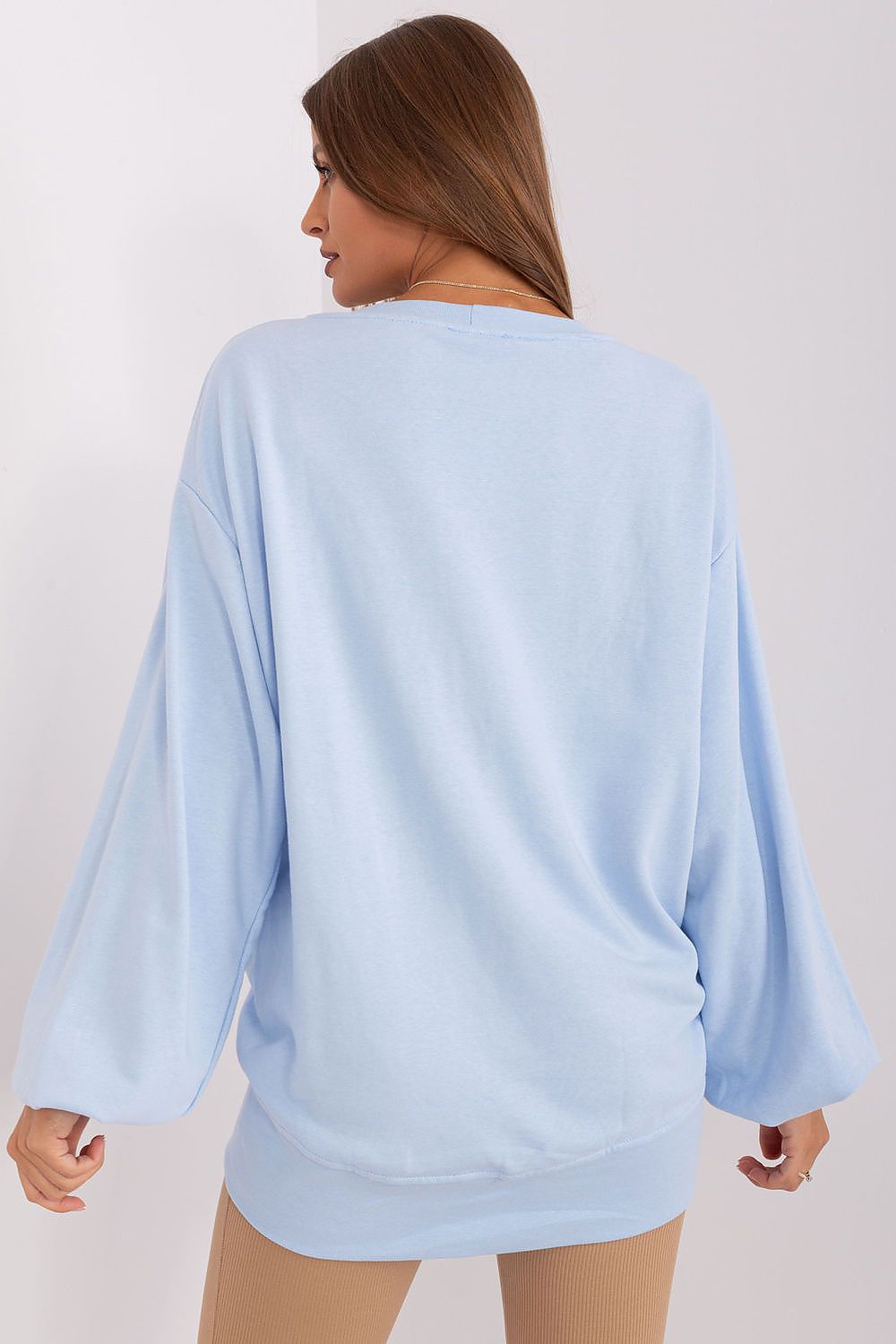 Women's Sweatshirt Crew Neck Oversized Solid Cotton Blend – Sweatshirt | GUOCALI – view 2
