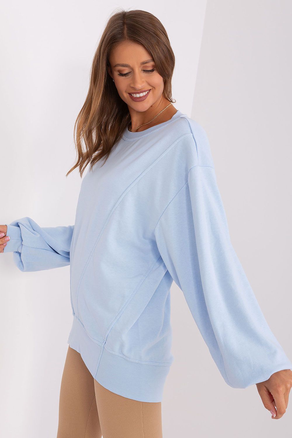 Women's Sweatshirt Crew Neck Oversized Solid Cotton Blend – Sweatshirt | GUOCALI – view 3