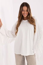 Women's Sweatshirt Crew Neck Relaxed Viscose Blend – Sweatshirt | GUOCALI