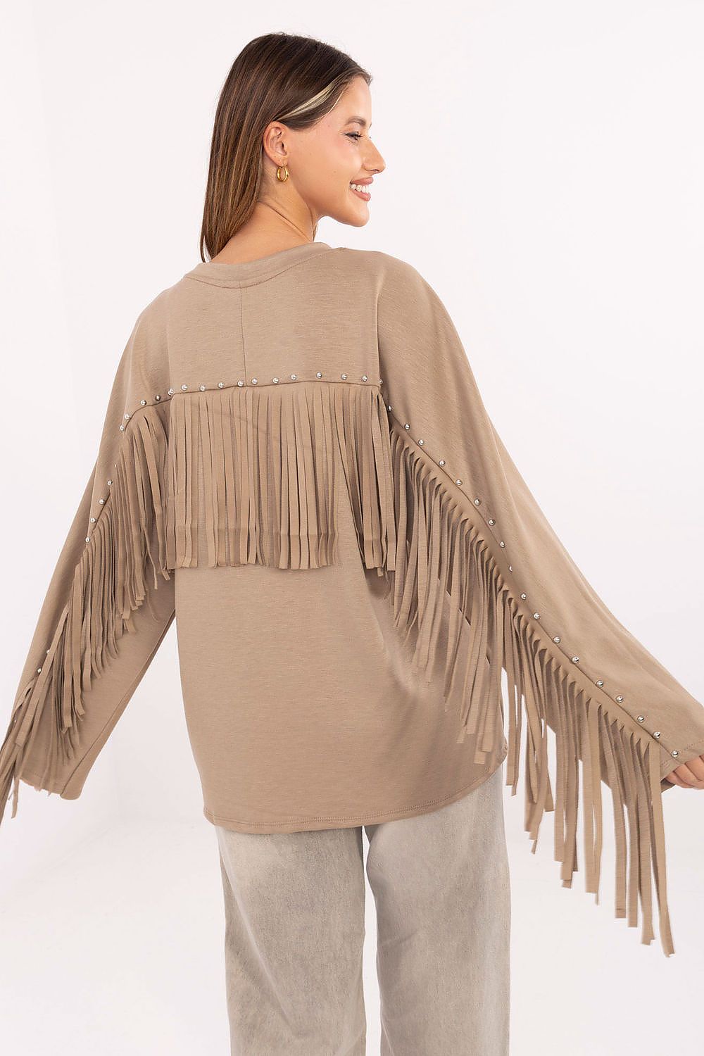 Women's Sweatshirt Crew Neck Relaxed Viscose Blend – Sweatshirt | GUOCALI – view 6