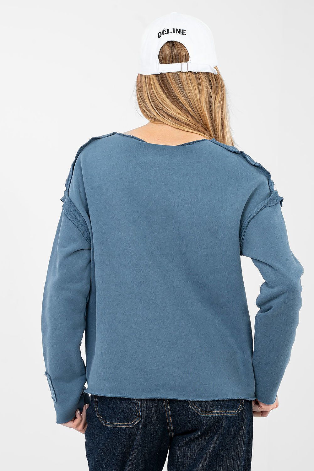 Women's Sweatshirt Crew Neck Stretch Cotton Blend – Sweatshirt | GUOCALI – view 3