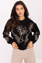 Women's Sweatshirt Crew Neck Subtle Embroidery Cotton Blend – Sweatshirt | GUOCALI
