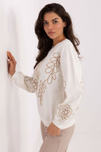 Women's Sweatshirt Crew Neck Subtle Embroidery Cotton Blend – Sweatshirt | GUOCALI – view 11