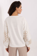 Women's Sweatshirt Crew Neck Subtle Embroidery Cotton Blend – Sweatshirt | GUOCALI – view 12