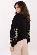 Women's Sweatshirt Crew Neck Subtle Embroidery Cotton Blend – Sweatshirt | GUOCALI – view 3