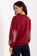 Women's Sweatshirt Crew Neck Subtle Embroidery Cotton Blend – Sweatshirt | GUOCALI – view 9