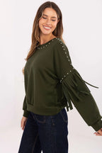 Women's sweatshirt Crew Neck Waist Length Viscose Polyester Blend – view 2