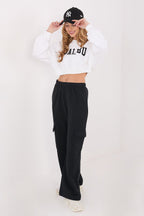 Women's sweatshirt beige crew neck side view