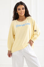 Women's Sweatshirt Embroidered Logo Sleeve Patch Yellow – Sweatshirt | GUOCALI