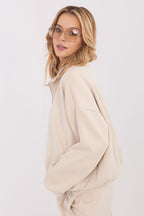 Women's Sweatshirt Full-Zip Stand Collar Loose Fit – Sweatshirt | GUOCALI – view 15