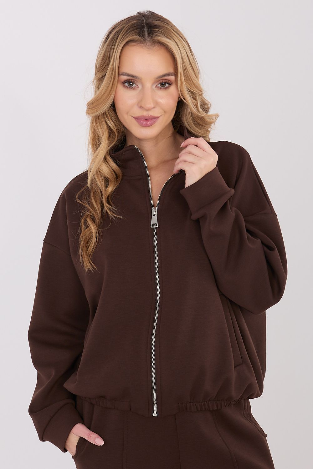 Women's Sweatshirt Full-Zip Stand Collar Loose Fit – Sweatshirt | GUOCALI – view 19