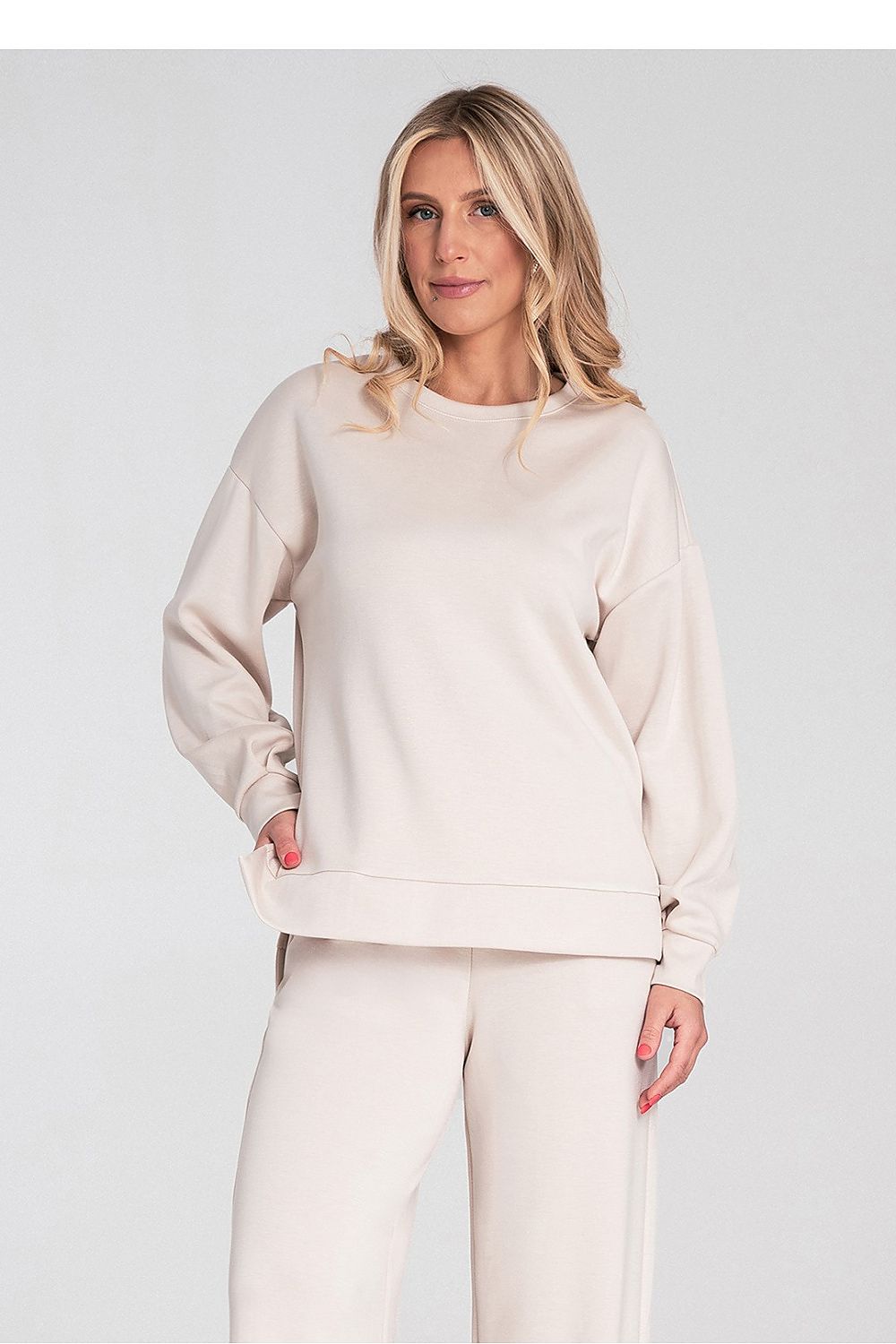 Women's Sweatshirt High-Low Hem Side Slits Crew Neck – Sweatshirt | GUOCALI – view 4