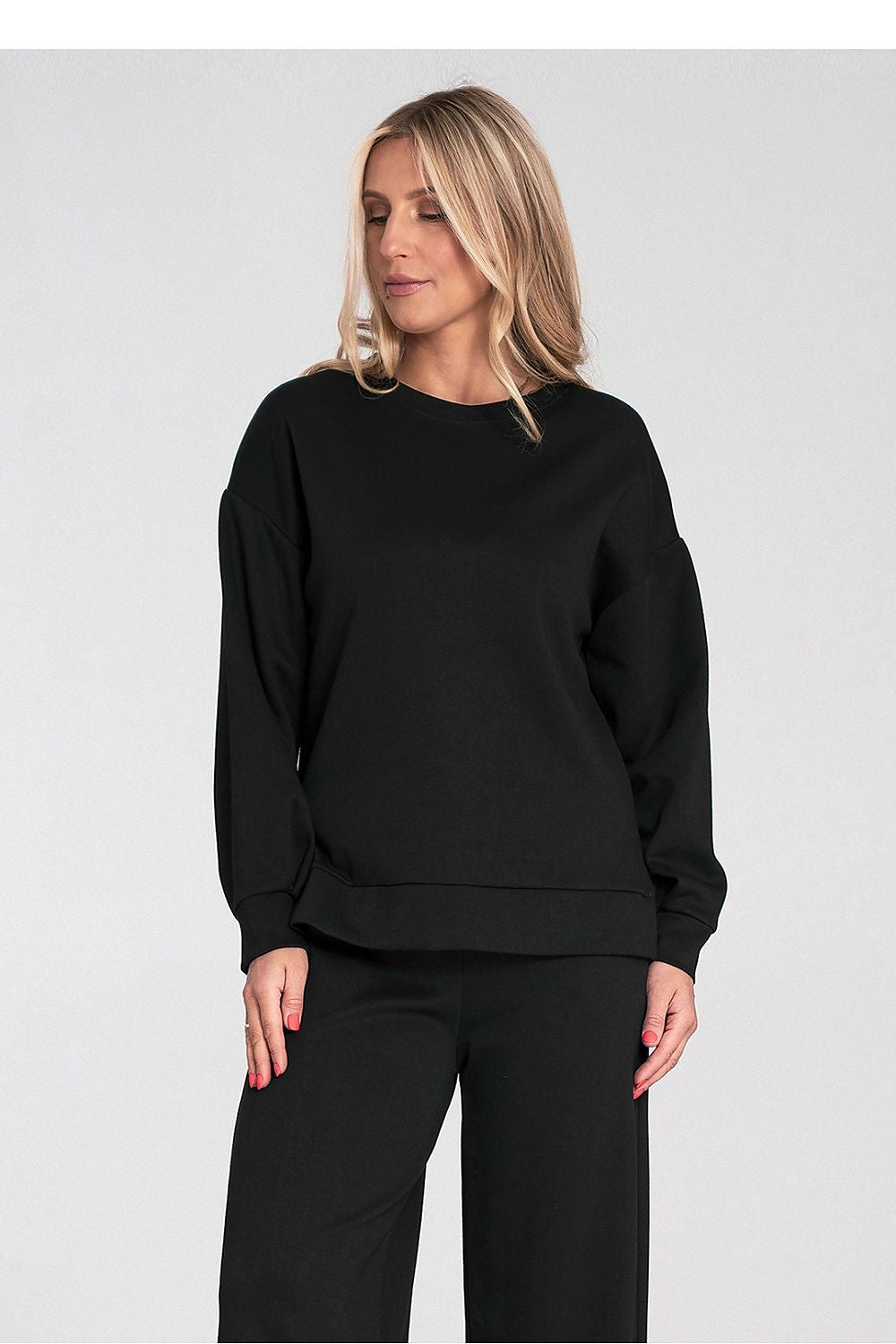 Women's Sweatshirt High-Low Hem Side Slits Crew Neck – Sweatshirt | GUOCALI – view 7