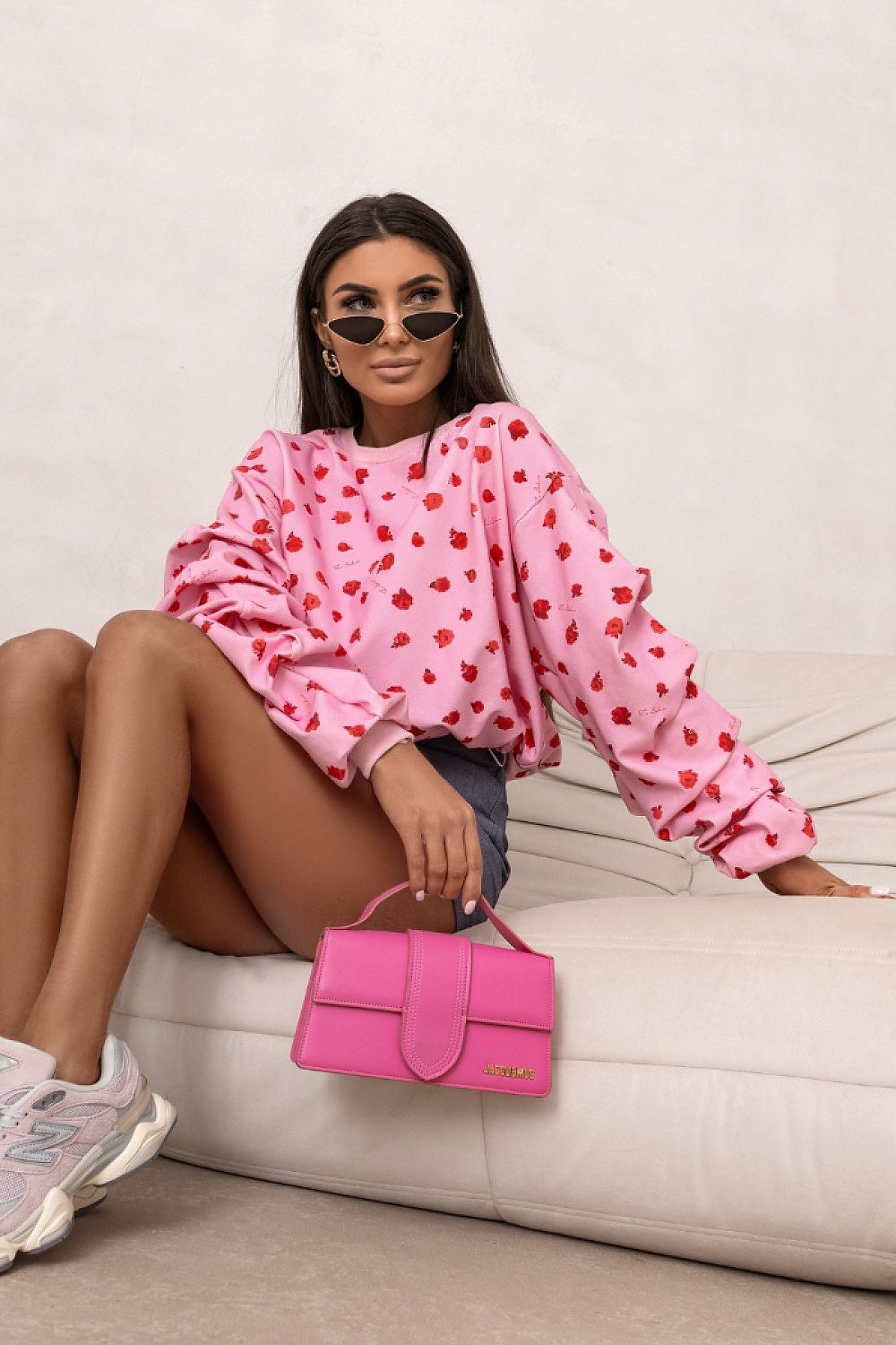 Women's Sweatshirt Loose Fit Crew Neck Logo Stretch Cotton – Sweatshirt | GUOCALI – view 15