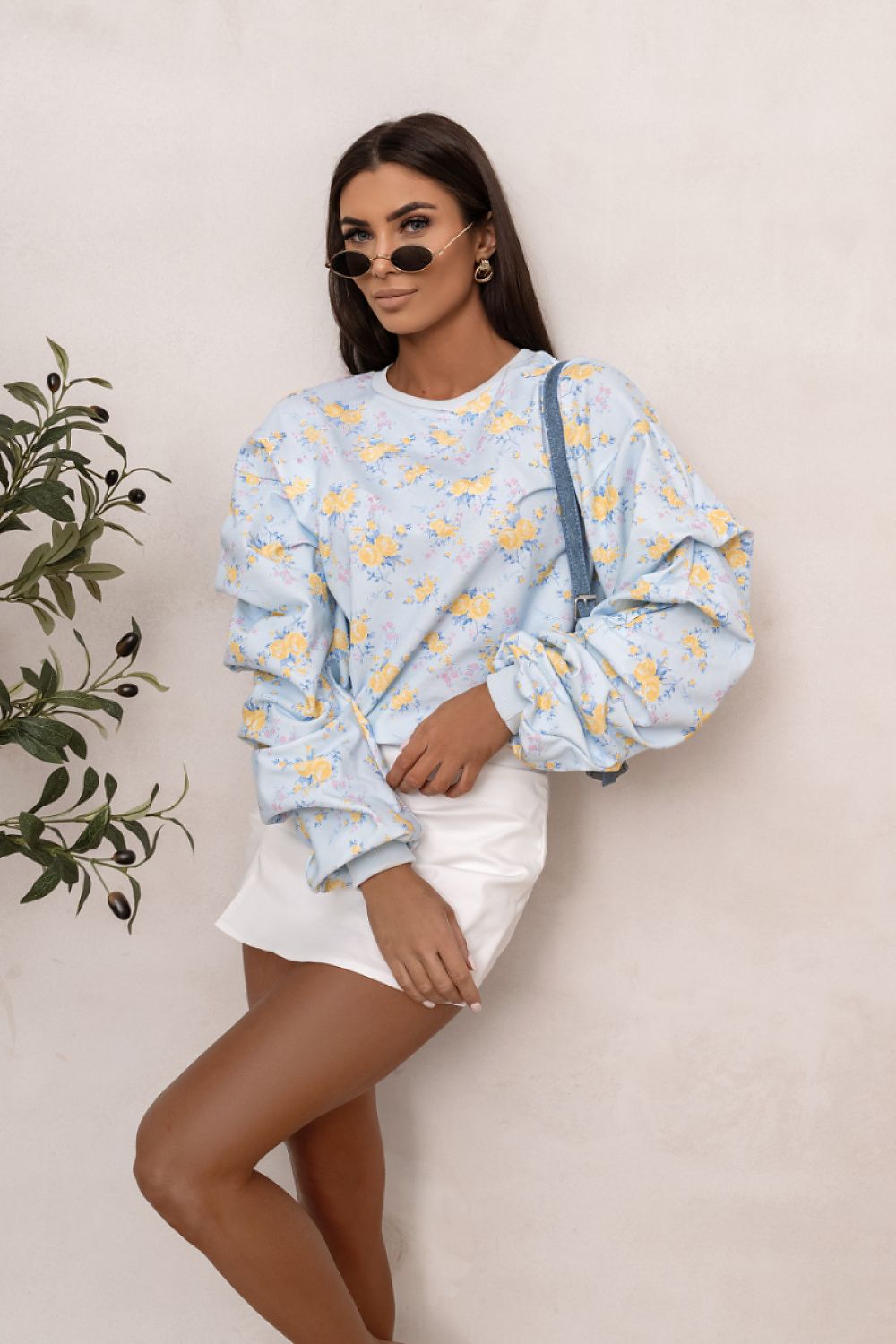 Women's Sweatshirt Loose Fit Crew Neck Logo Stretch Cotton – Sweatshirt | GUOCALI – view 21