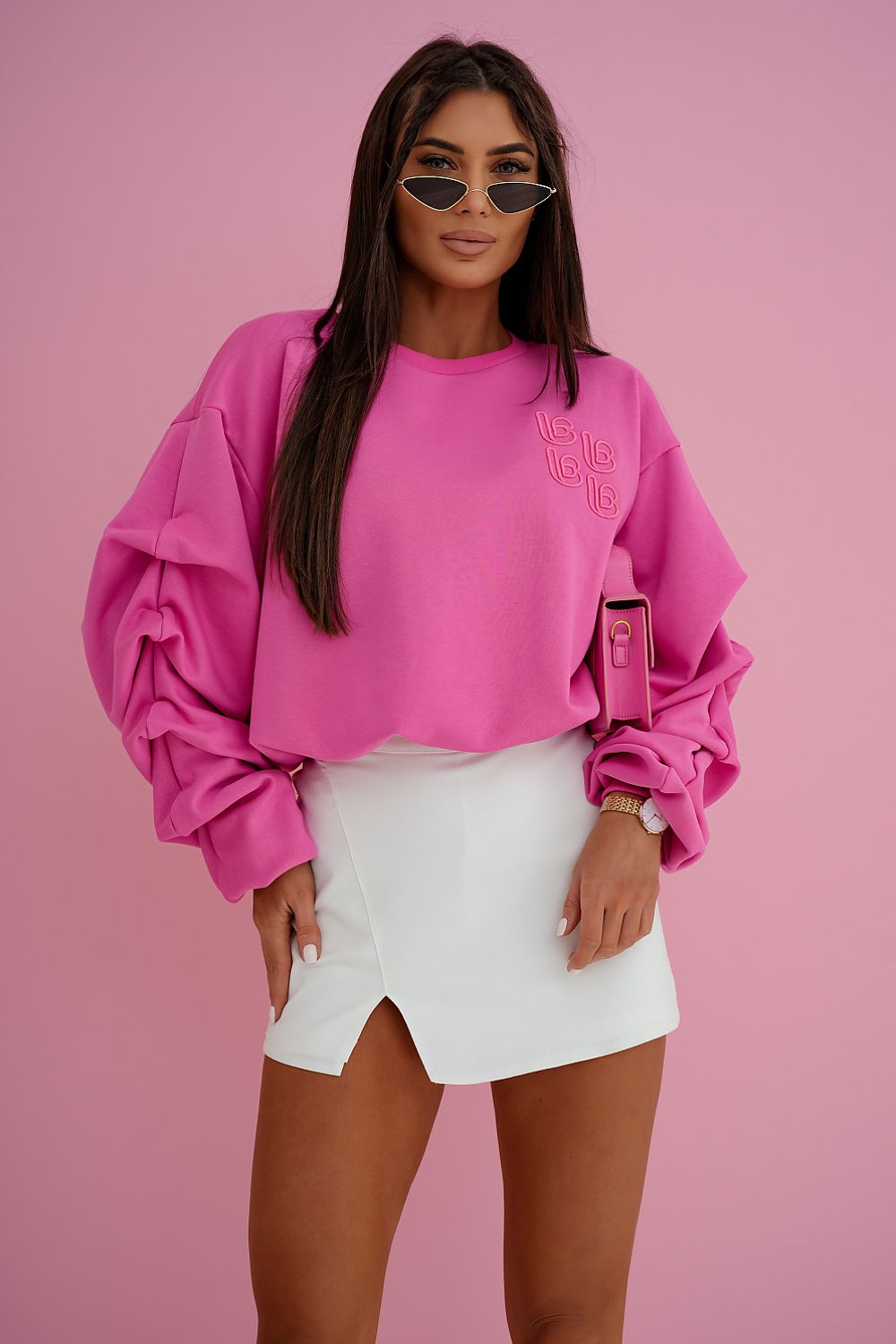 Women's Sweatshirt Loose Fit Crew Neck Logo Stretch Cotton – Sweatshirt | GUOCALI – view 3