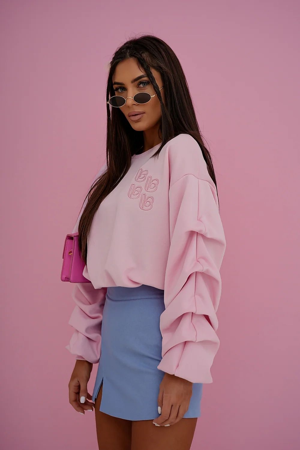 Women's Sweatshirt Loose Fit Crew Neck Logo Stretch Cotton – Sweatshirt | GUOCALI – view 8