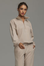 Women's sweatshirt relaxed fit long sleeves ribbed details