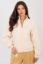 Women's Sweatshirt Mock Neck Half-Zip Embroidered Stretch Cotton – Sweatshirt | GUOCALI