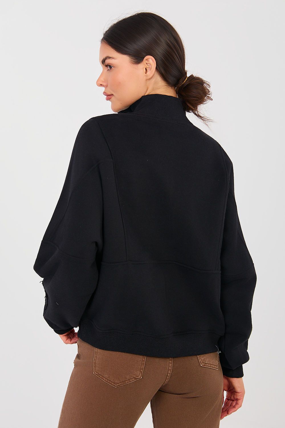 Women's Sweatshirt Mock Neck Half-Zip Embroidered Stretch Cotton – Sweatshirt | GUOCALI – view 10