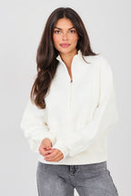 Women's Sweatshirt Mock Neck Half-Zip Embroidered Stretch Cotton – Sweatshirt | GUOCALI – view 16