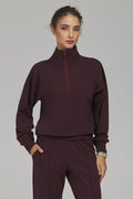 Women's Sweatshirt Mock Neck Half-Zip Relaxed Fit – Sweatshirt | GUOCALI