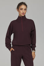 Women's Sweatshirt Mock Neck Half-Zip Relaxed Fit – Sweatshirt | GUOCALI