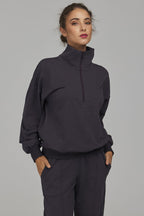 Women's Sweatshirt Mock Neck Half-Zip Relaxed Fit – Sweatshirt | GUOCALI – view 10