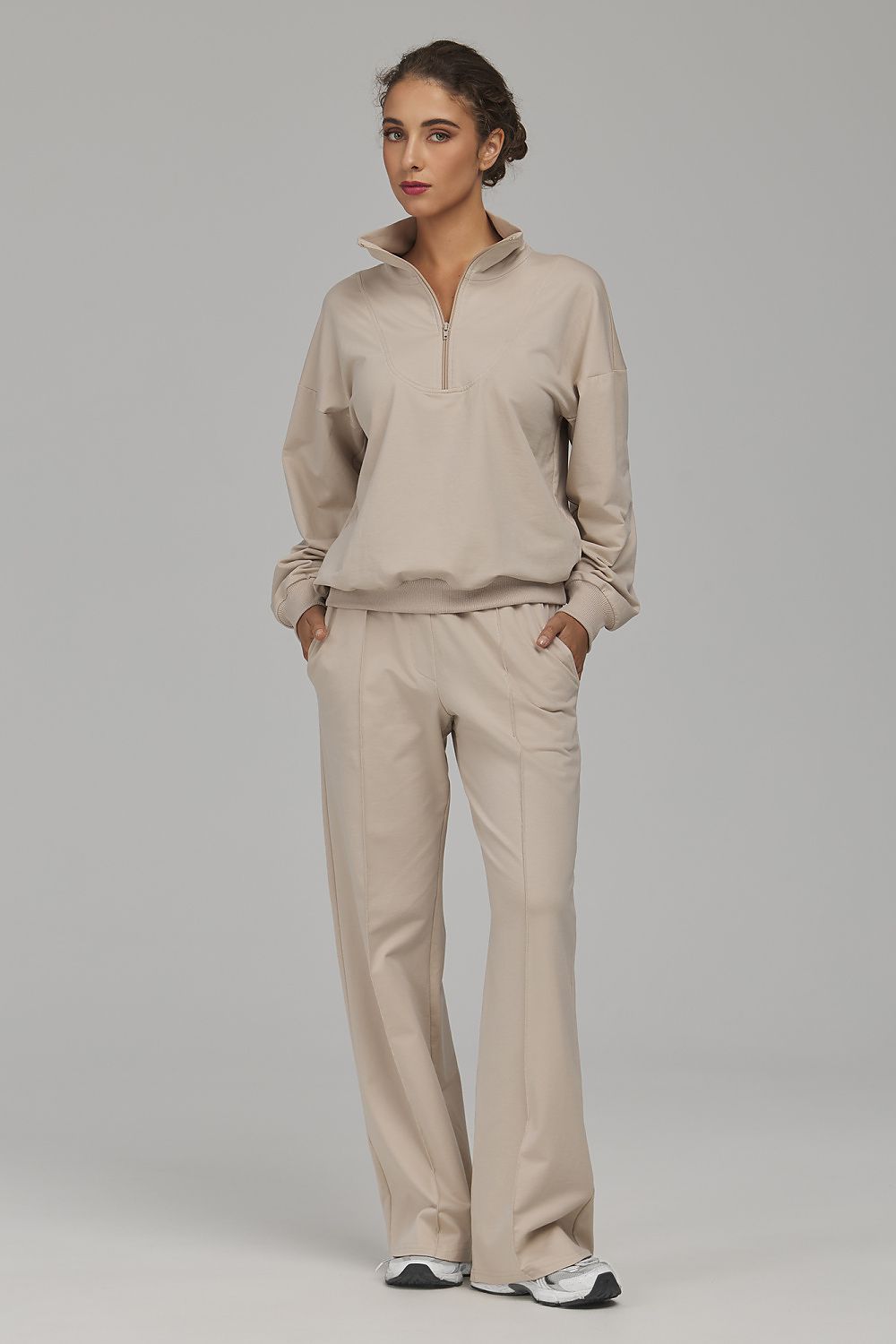 Women's Sweatshirt Mock Neck Half-Zip Relaxed Fit – Sweatshirt | GUOCALI – view 5