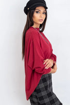 Women's sweatshirt Mock Neck Solid Hip Length Stretch Cotton – view 7