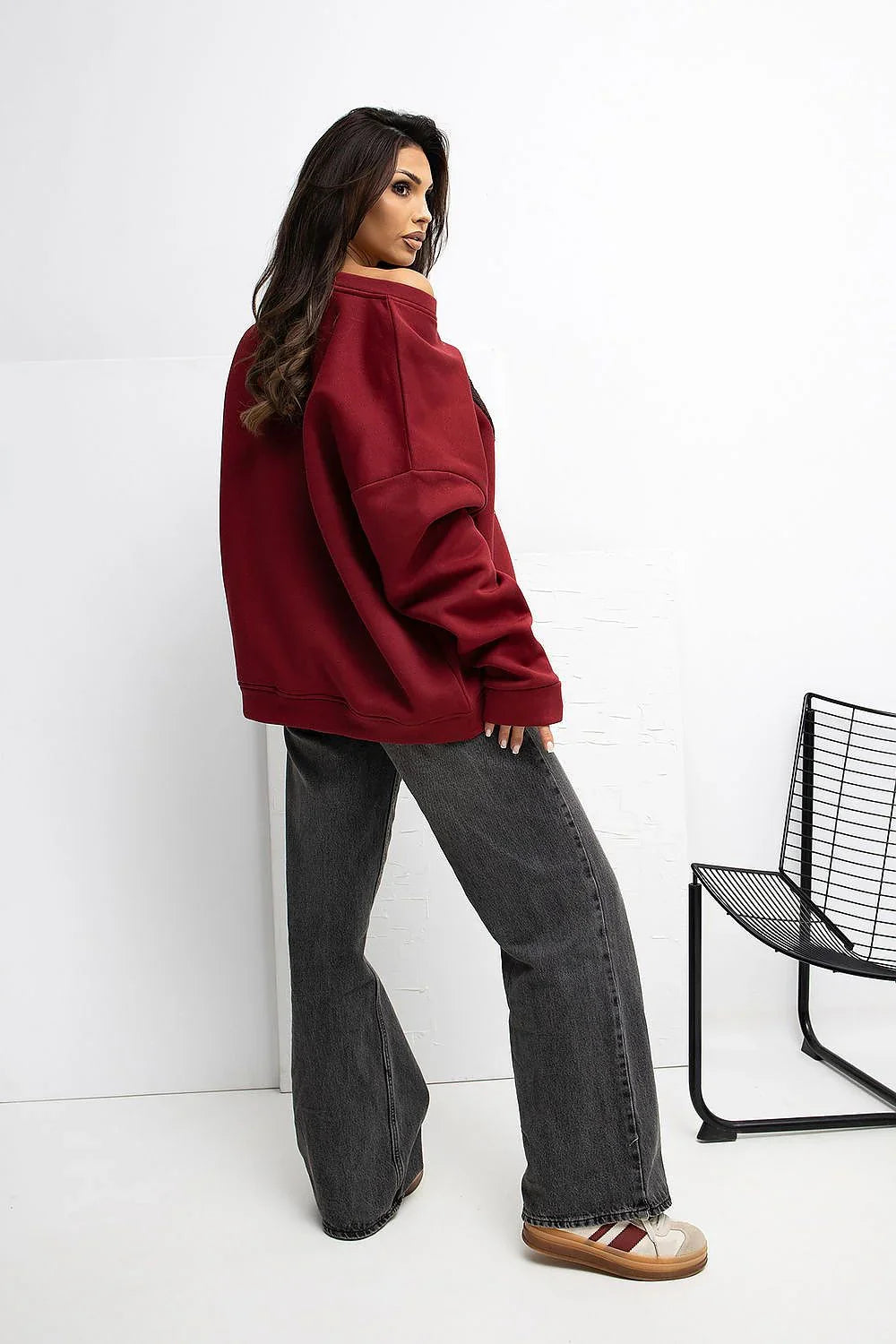 Women's sweatshirt Oversized Embroidered Logo Crew Neck – view 8